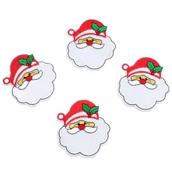 10pcs/lot Embroidered Santa Claus Patches Iron On Christmas Stickers DIY Sewing Fabric Appliques for Jeans Coats Shirt Hat Badge