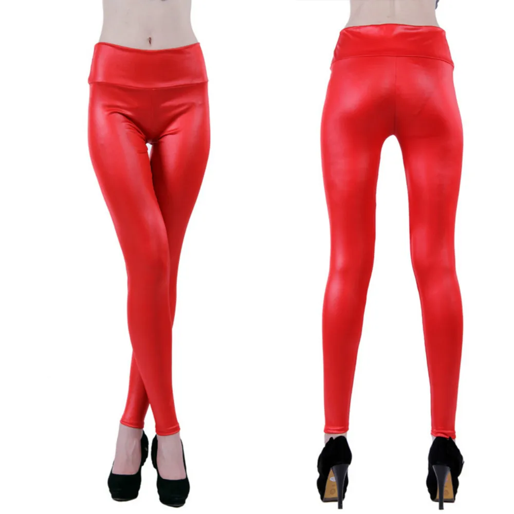 

2020 Women PU Leather Leggings New High Waisted Slim Matte Fitting Spring Autumn Red Black White Sexy Solid Color Europe Pants