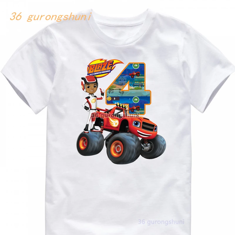 Kids T Shirt Boys T Shirts 5 6 Birthday Blaze And The Monster Machines T-shirts summer Tops For Girls clothing Children Clothes