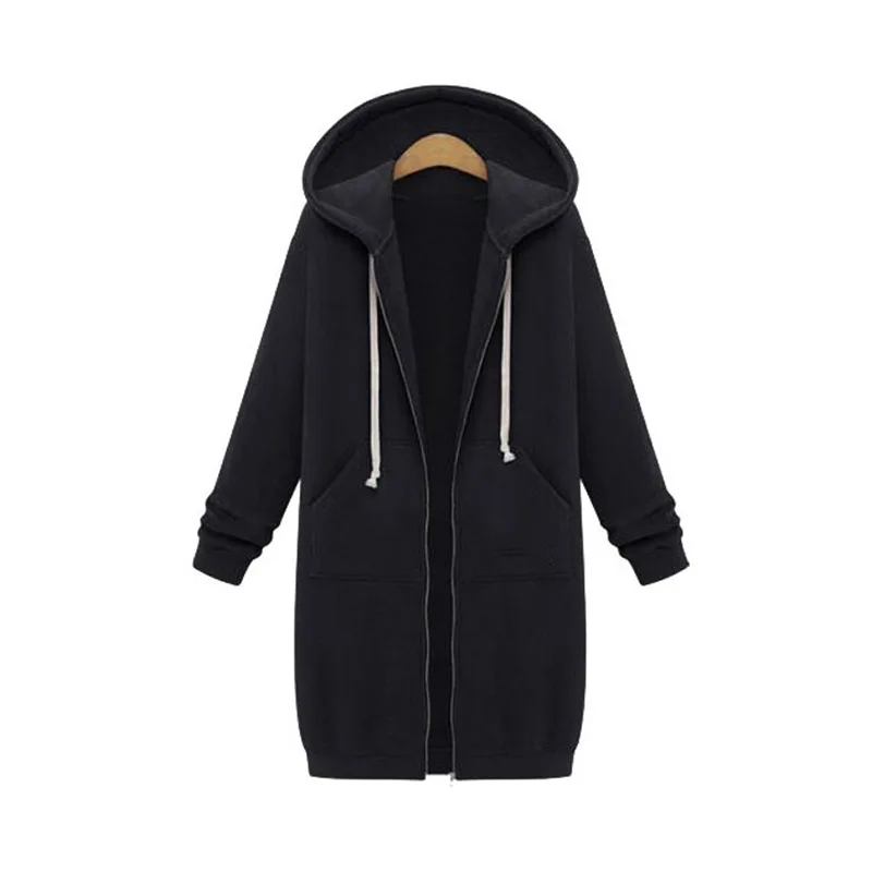 

Hoody Long Sweatshirt women Clothing Velvet Long Pocket Drawstring Coat Female Autumn Winter Clothes Women Hoodies Sweatshirts