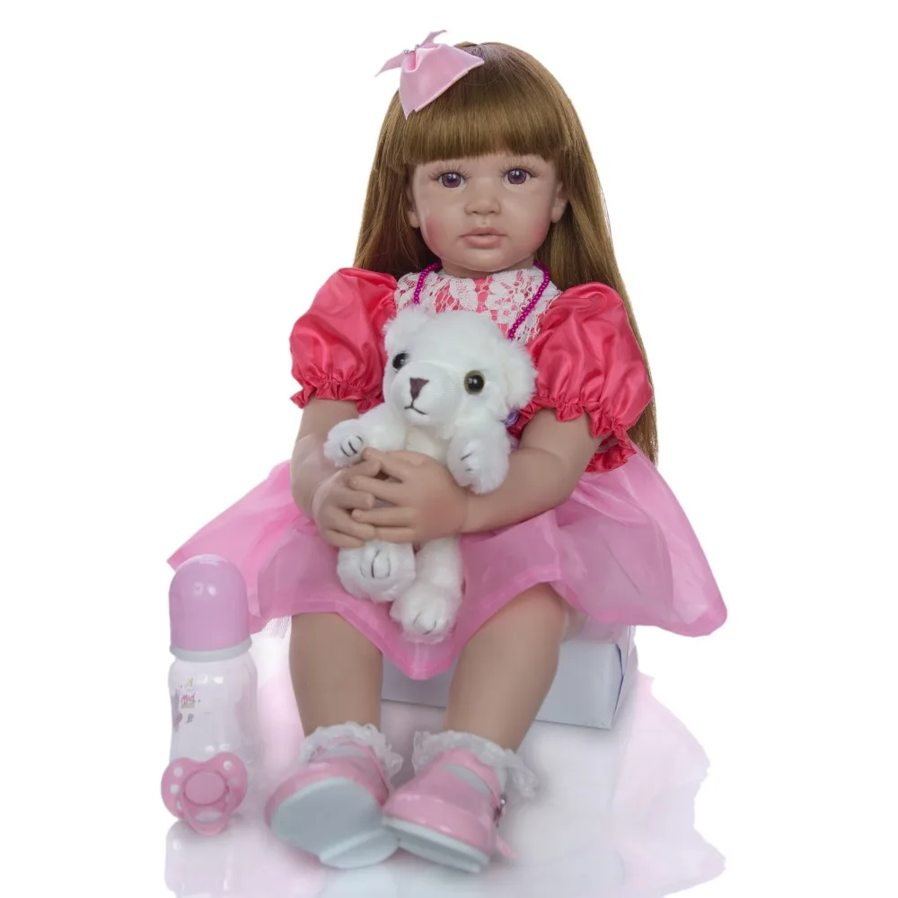 60cm Silicone Vinyl Reborn Toddler Baby Doll Toys Fashion Like Real Toddler Girl Bonecas Doll For Kid Gift Child Early Education