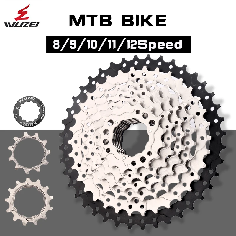 WUZEI MTB Cassette Freewheel 8S/9S/10S/11S/12 Speed 32/36/40/42/46/50/52T Steel Sprocket Mountain Bike Flywheel for Shimano SRAM