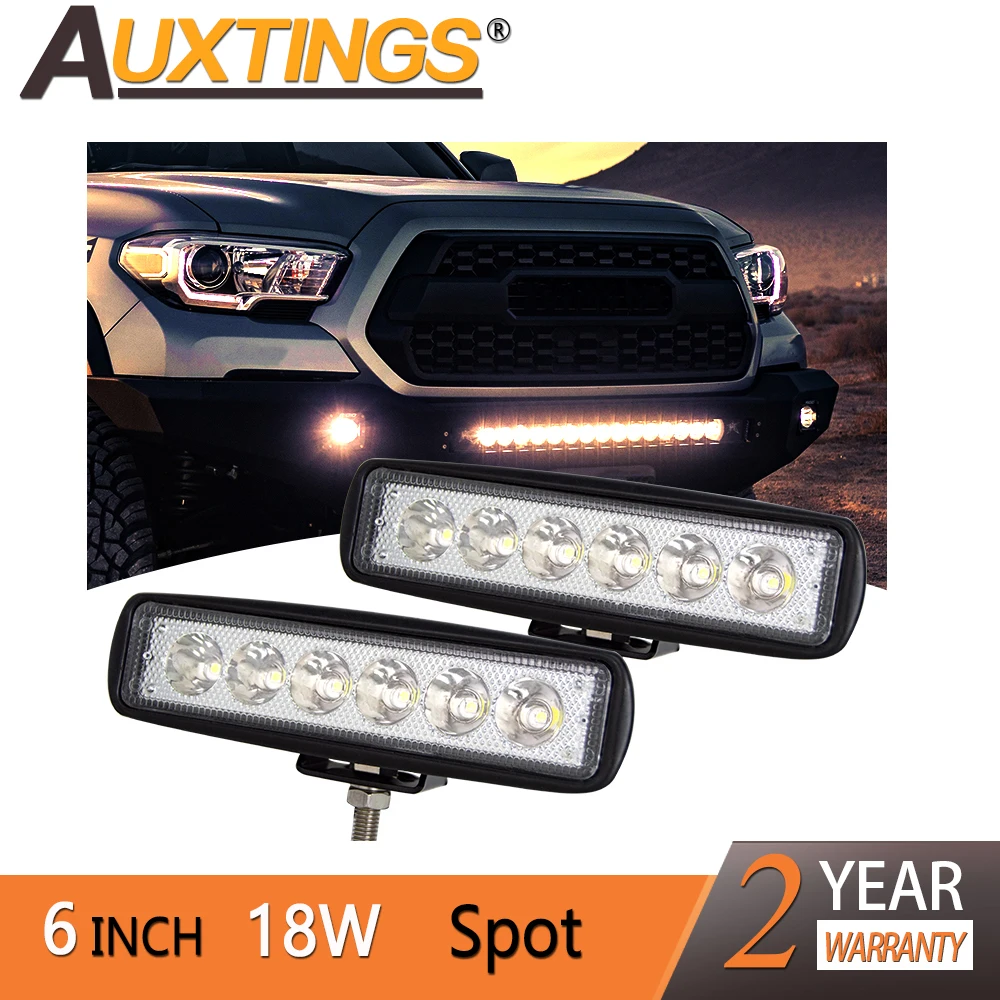 Auxting LED Headlights 12-24V For Auto Motorcycle Truck Boat Tractor Trailer Offroad Working Light 18W LED Work Light Spotlight