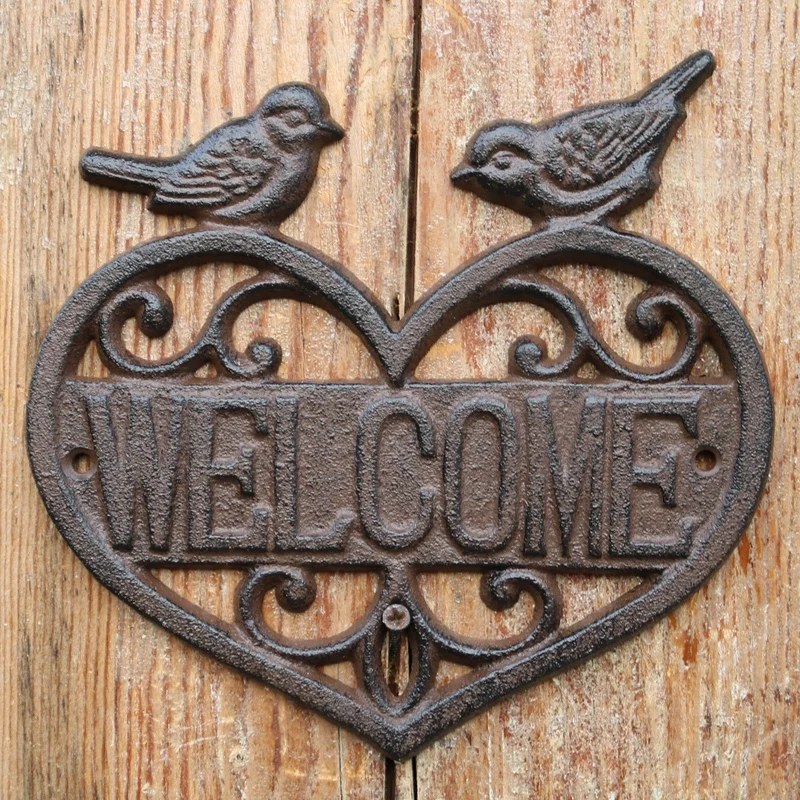 

JD Decorative Card Wall Decoration Cast Iron European Vintage Home Office Style Of Bird Heart Welcome