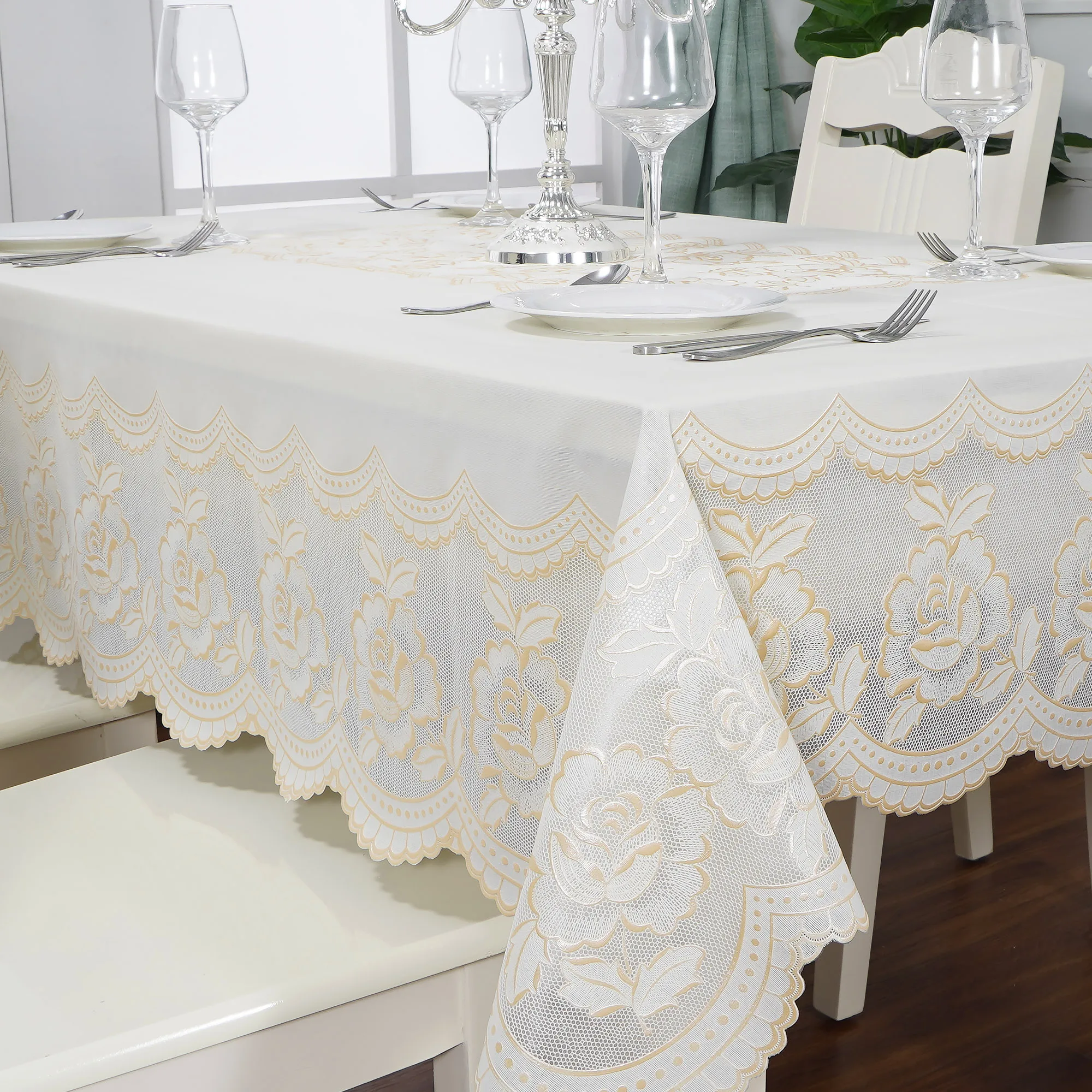 Plastic Tablecloth Waterproof Anti-scald Oil-proof Wash-free TableclothPVC European-style Rectangular Tablecloth Pastoral