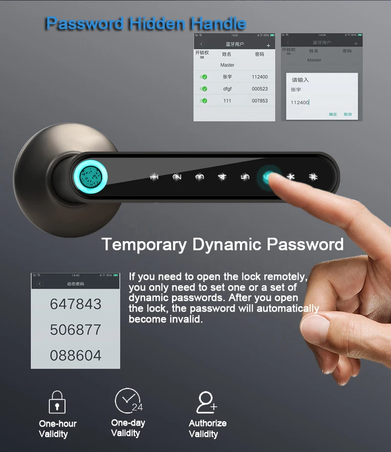 Fingerprint Smart Handle Lock Bluetooth Door Lock Home Interior  Lock Digital Lock Door Keyless Entry Android ios APP Unlock