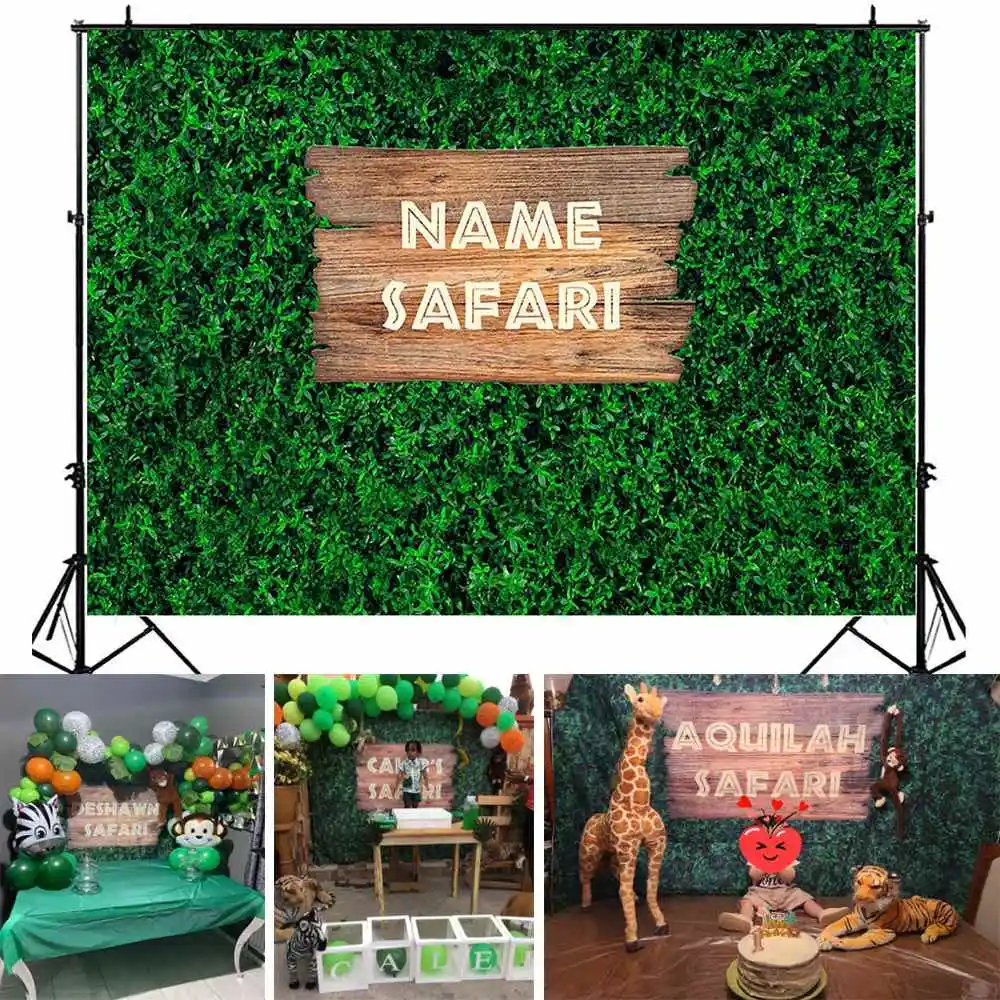 

Wild One Backdrop for Safari Baby Shower Birthday Party Decor Photography Background Green Grass Wall Customize Poster Wallpaper