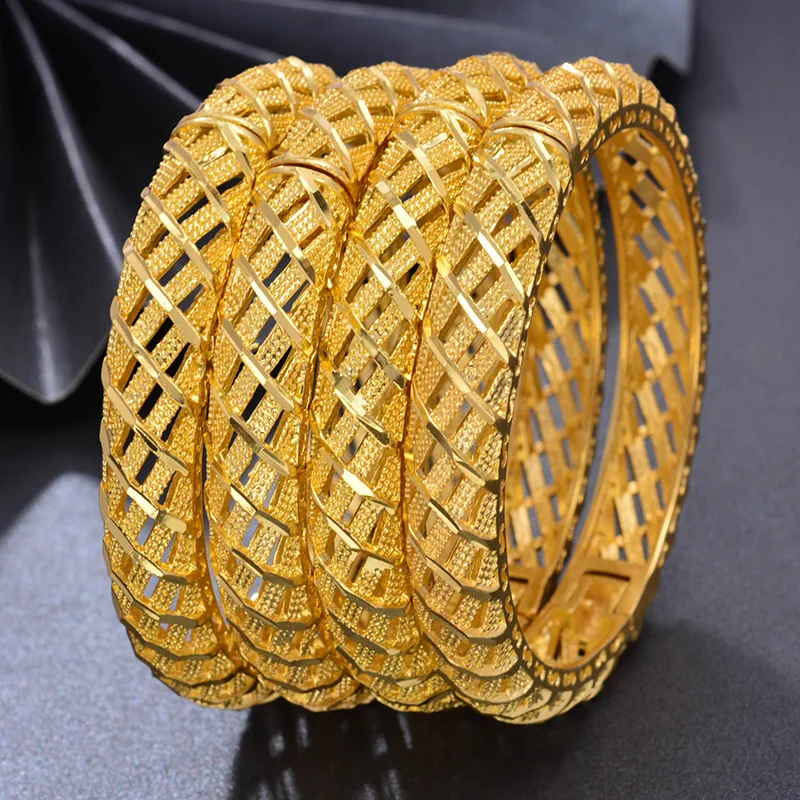 

Bangles 4pcs/lot Gold Color Bangles For Women Middle Eastern Jewelry Arab/Dubai Gold Color Bracelets Jewelry Gift