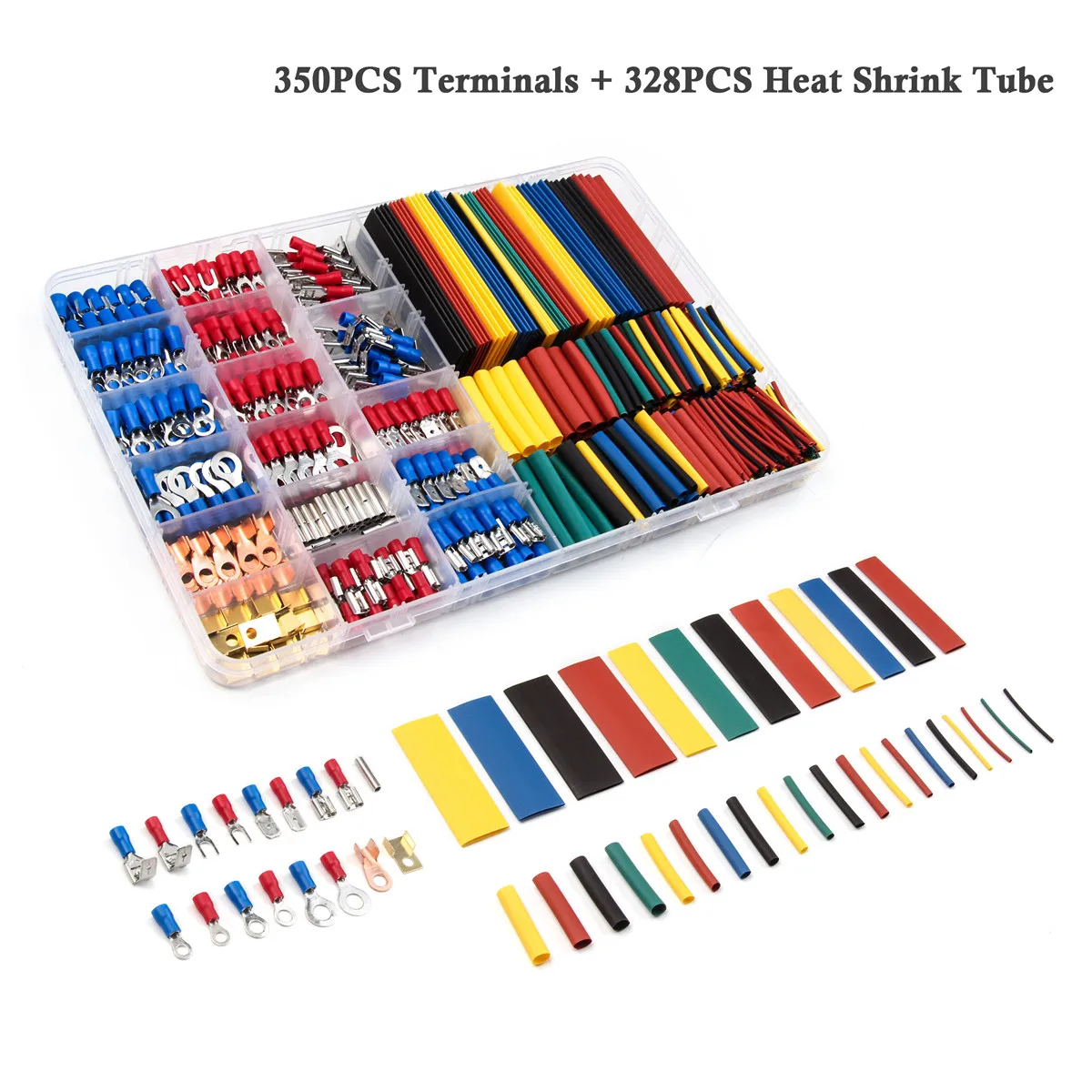 678pcs cold pressing terminal crimping terminal 350p + 328 heat shrinkable tube terminal sete Terminals