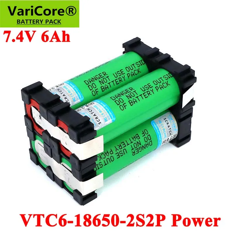 

VariCore 5V/7.4V 18650 VTC6 2S2P 6000mAh 20 amps For wireless Screwdriver batteries DIY weld battery pack