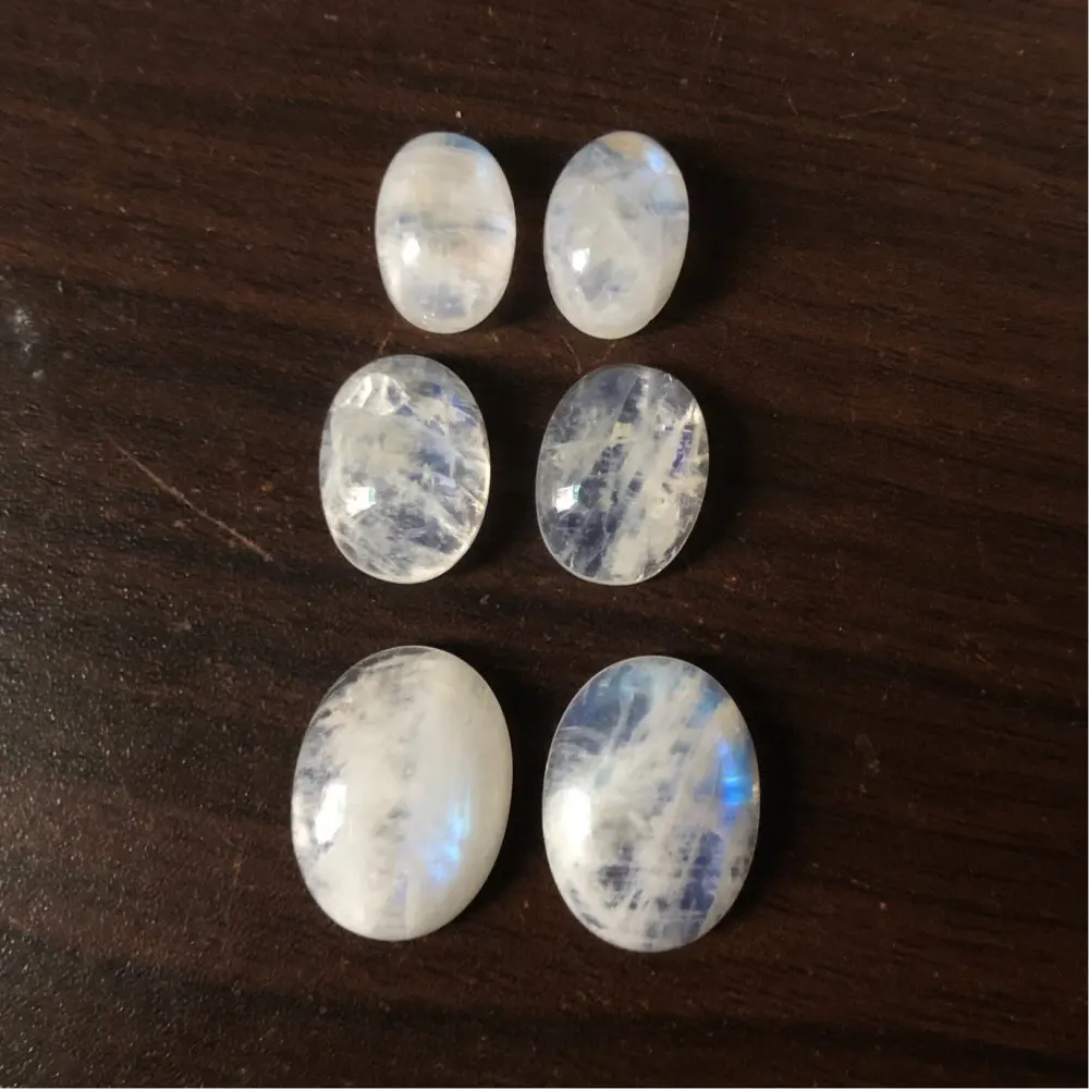 Wholesale 1pcs/pack Natural Rainbow Moonstone Bead Cabochon 7x9mm 8x10mm 10x14mm 12x16mm Oval Gem Stone Cabochon Ring Face