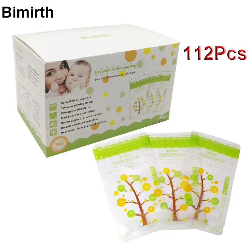 112Pcs 235ml Baby Breast Milk Storage Bags Leak Proof Sterilized Baby Food Safe Breast Milk Freezer Storage Bag For Baby Feeding