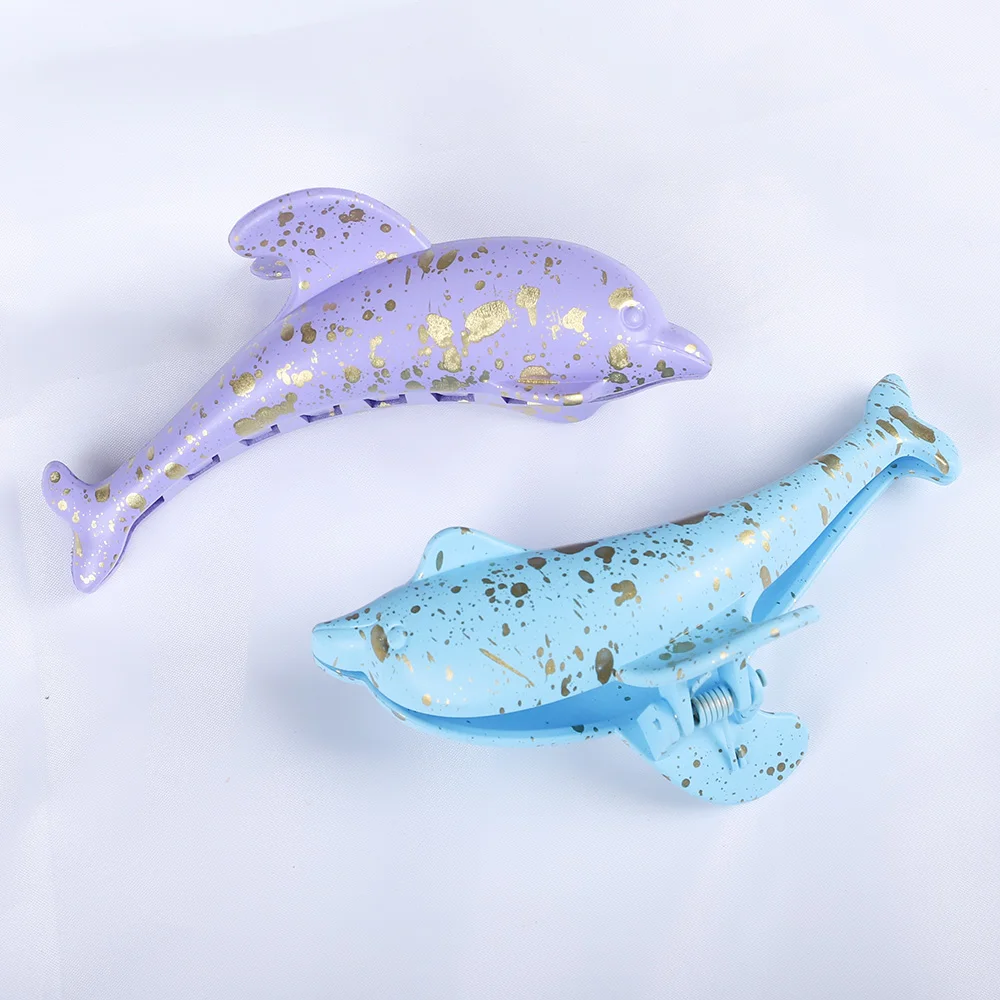 Mode 11CM Jepit Rambut Kepiting Besar Jepit Rambut Perempuan Wanita Jepit Rambut Plastik Lumba-lumba Jepit Rambut Kuncir Kuda Aksesori Rambut