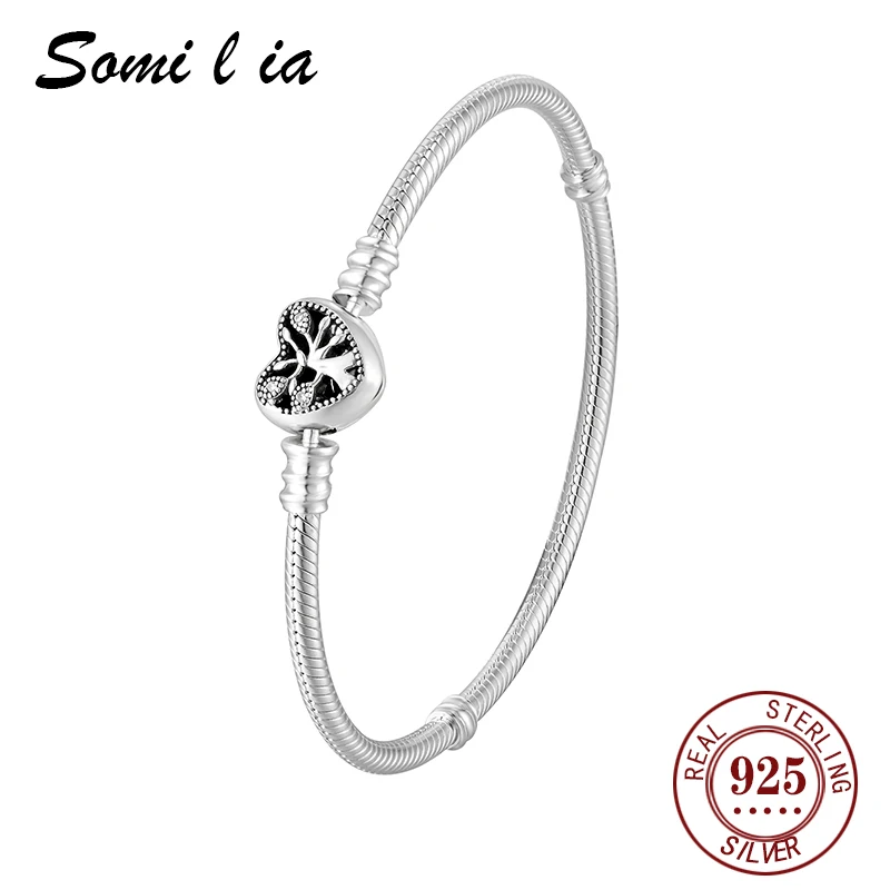 Somi l ia  S925 Sterling Silver Classic Chain Bracelet For Women Source High Version Love Classic Hot DIY Snake Bone Bracelet