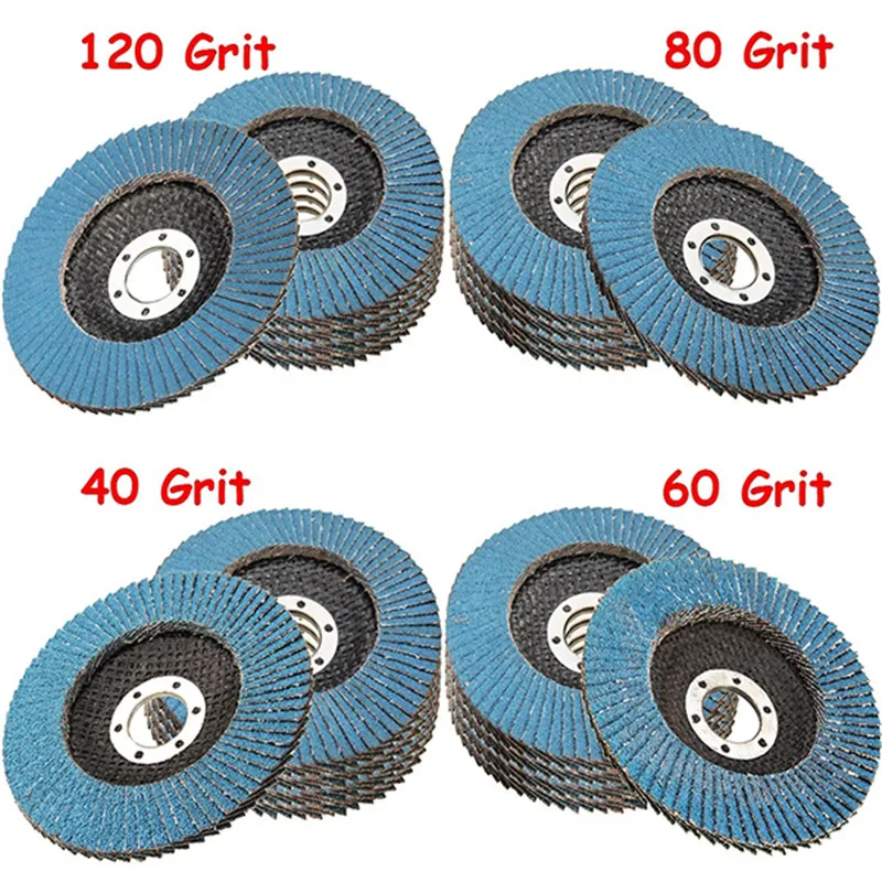 10pcs Grinding Wheels Flap Discs Sanding Discs 115mm 4.5 Inch 40/60/80/120 Grit Angle Grinder Abrasive Tool Wood Tools