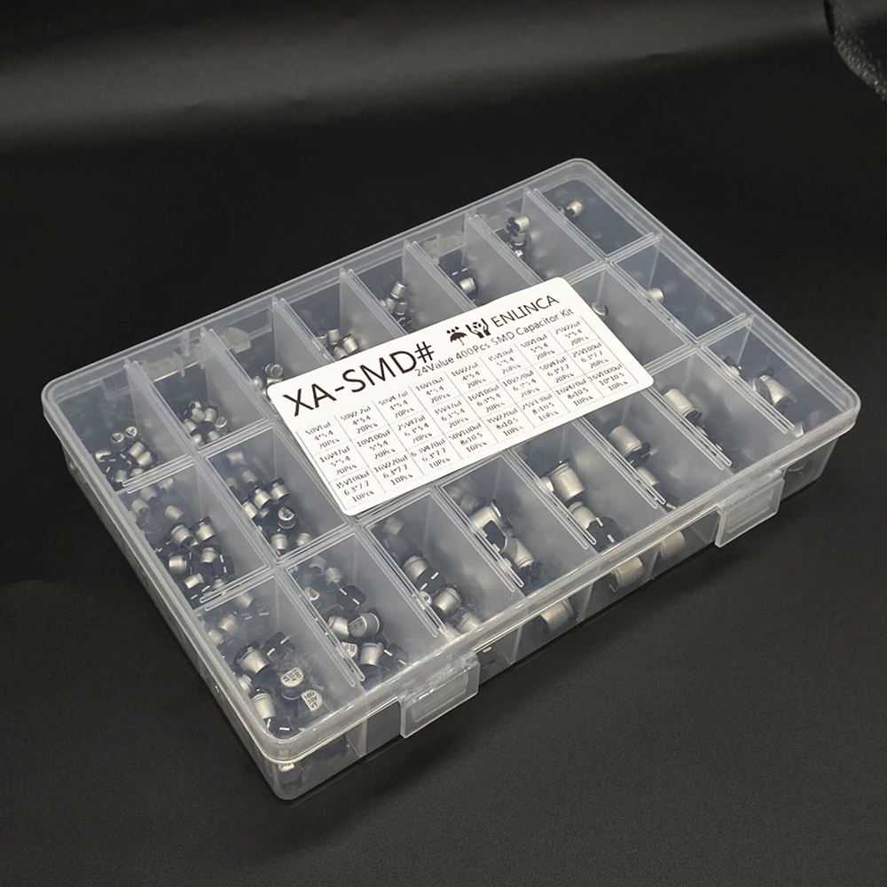 400pcs/lot 1uF-1000uF 24 Values Assorted Kit Electrolytic Capacitor SMD Aluminum Electrolytic Capacitor