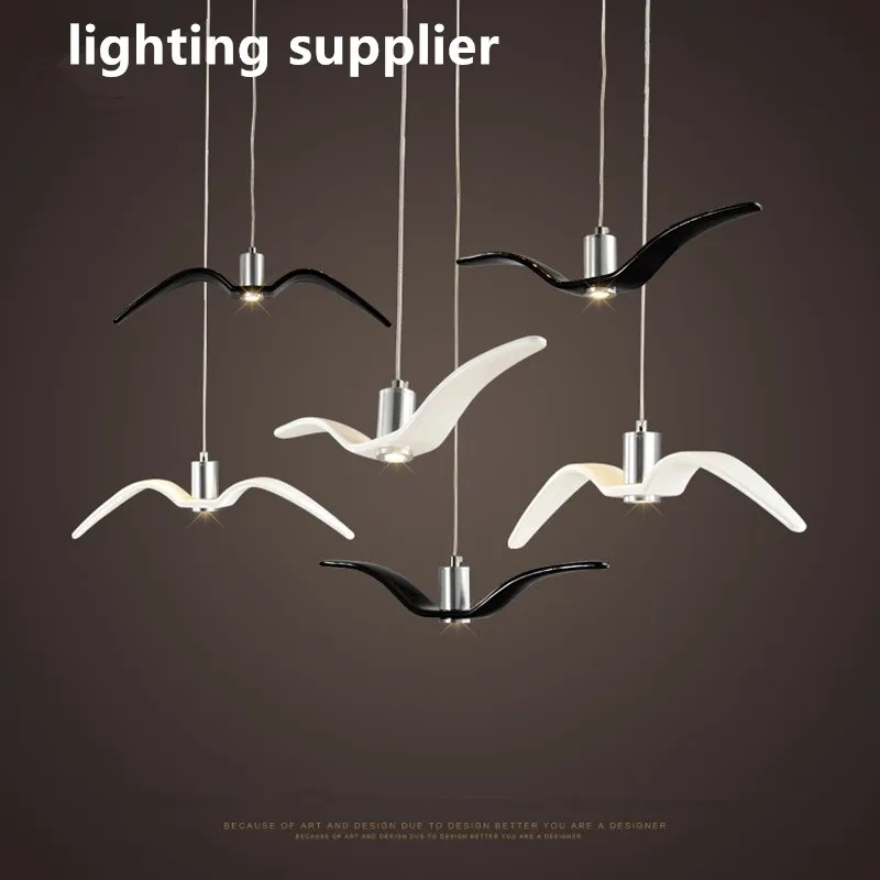 Novelty led Pendant Light for Kitchen Dining Room White Pendant Lamp for Coffee House Bedroom Suspension Seagull Lamp Fixtures