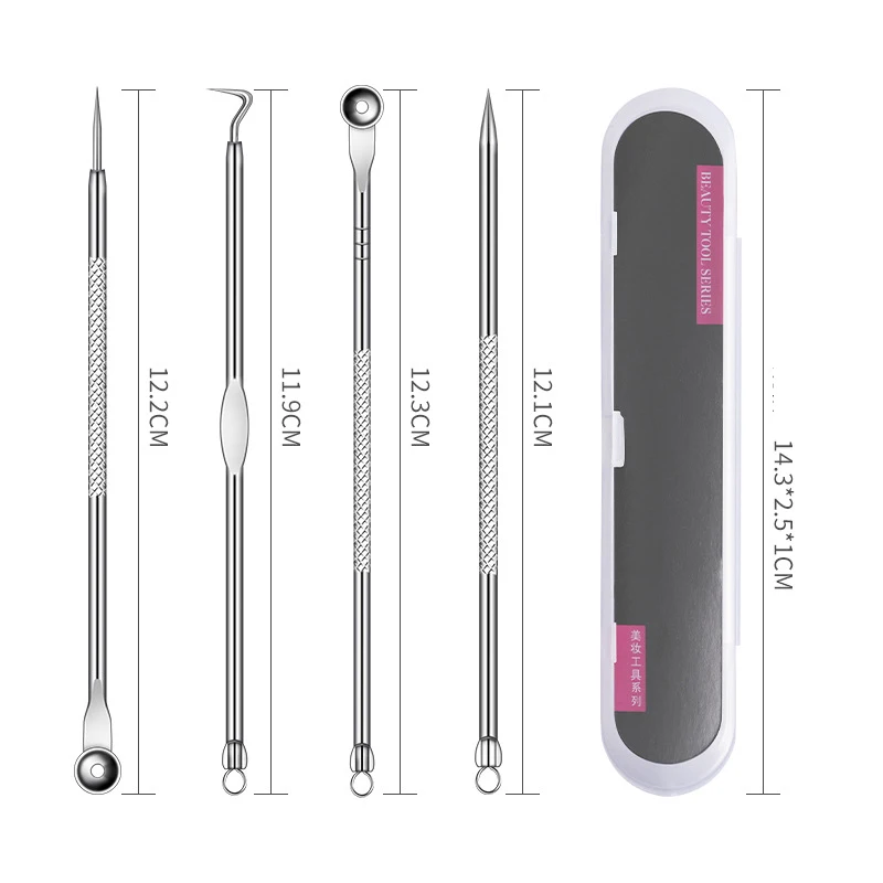 2/3/4/5pc Comedone Extractor Black Dot Pimple Blackhead Remover Spoon for Face Cleaning Tool Needles Set for Squeezing Acne Tool