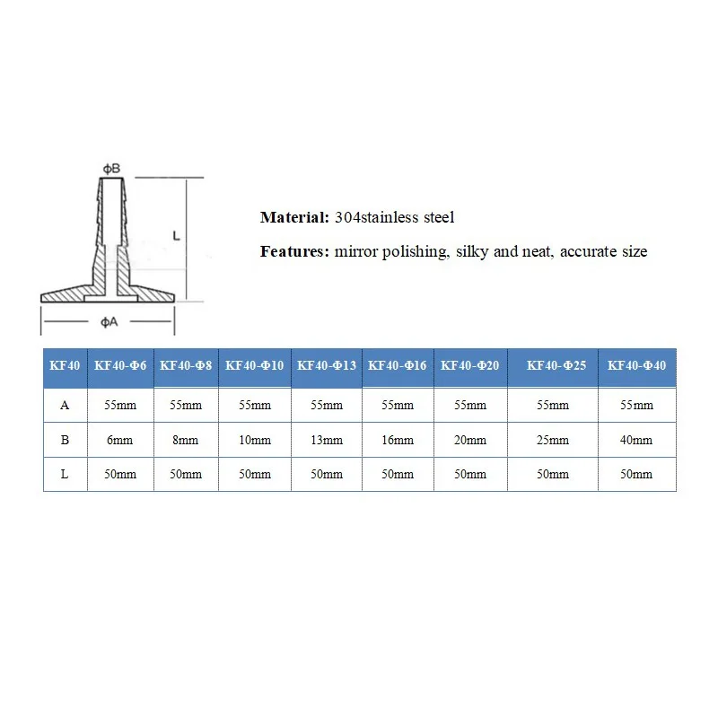 Stainless Steel 304 KF40 Flange Adapter for Vacuum Hose Barb Fittings Vacuum Barb Hose Tubing Flange Adapter Connector Joint