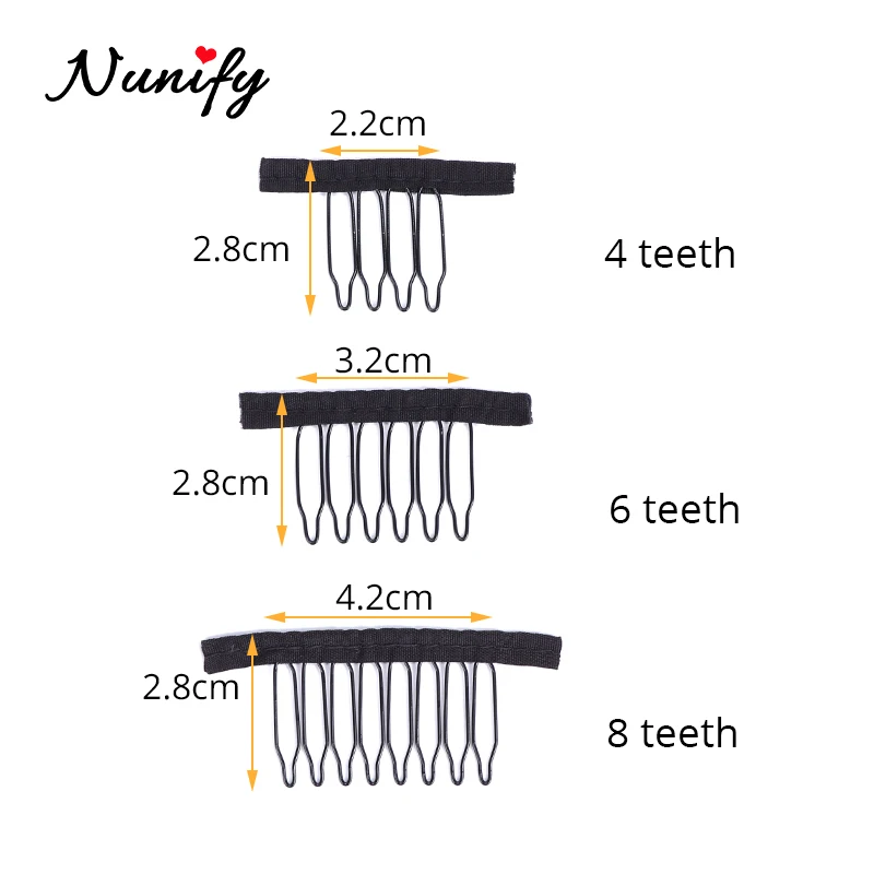 

Nunify Lace Wig Clips Steel 4/6/8 Tooth Polyester Durable Cloth Wig Combs For Hairpiece Caps Wig Accessories Tools 12-24Pcs/Lot