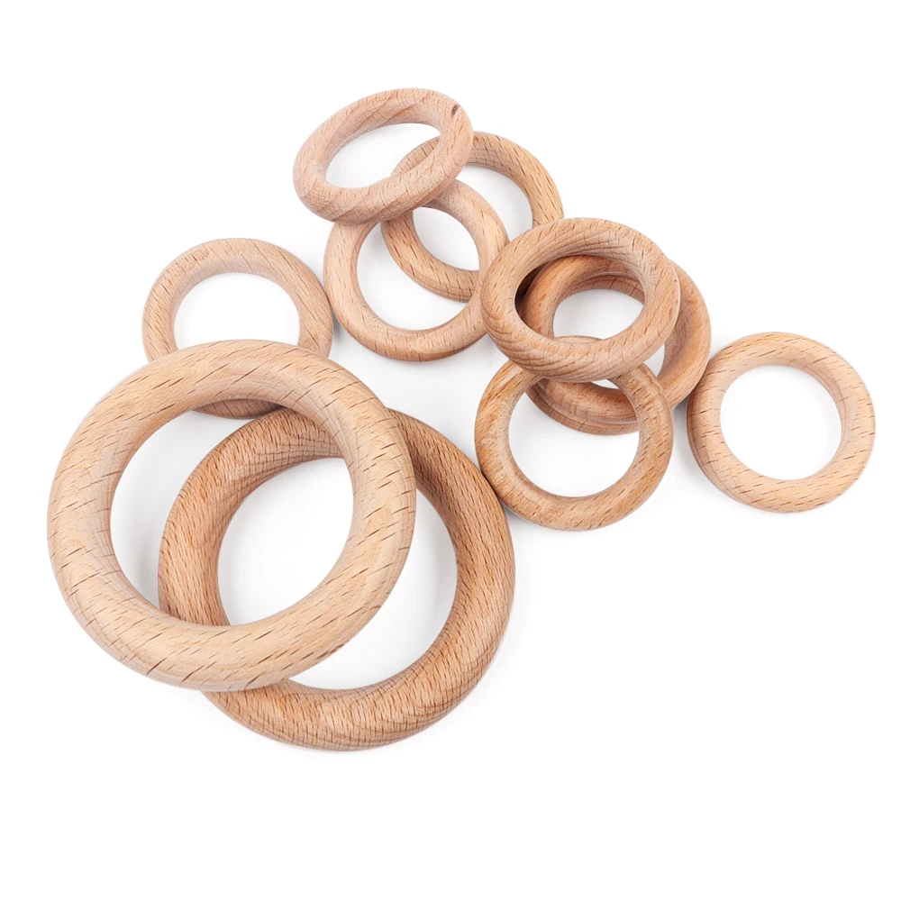 TYRY.HU 10-20pc Wooden Teether Hight Quality Natural Beech Wood Materail Safe For Baby Teething Gift Rattle Accessories 40-70mm