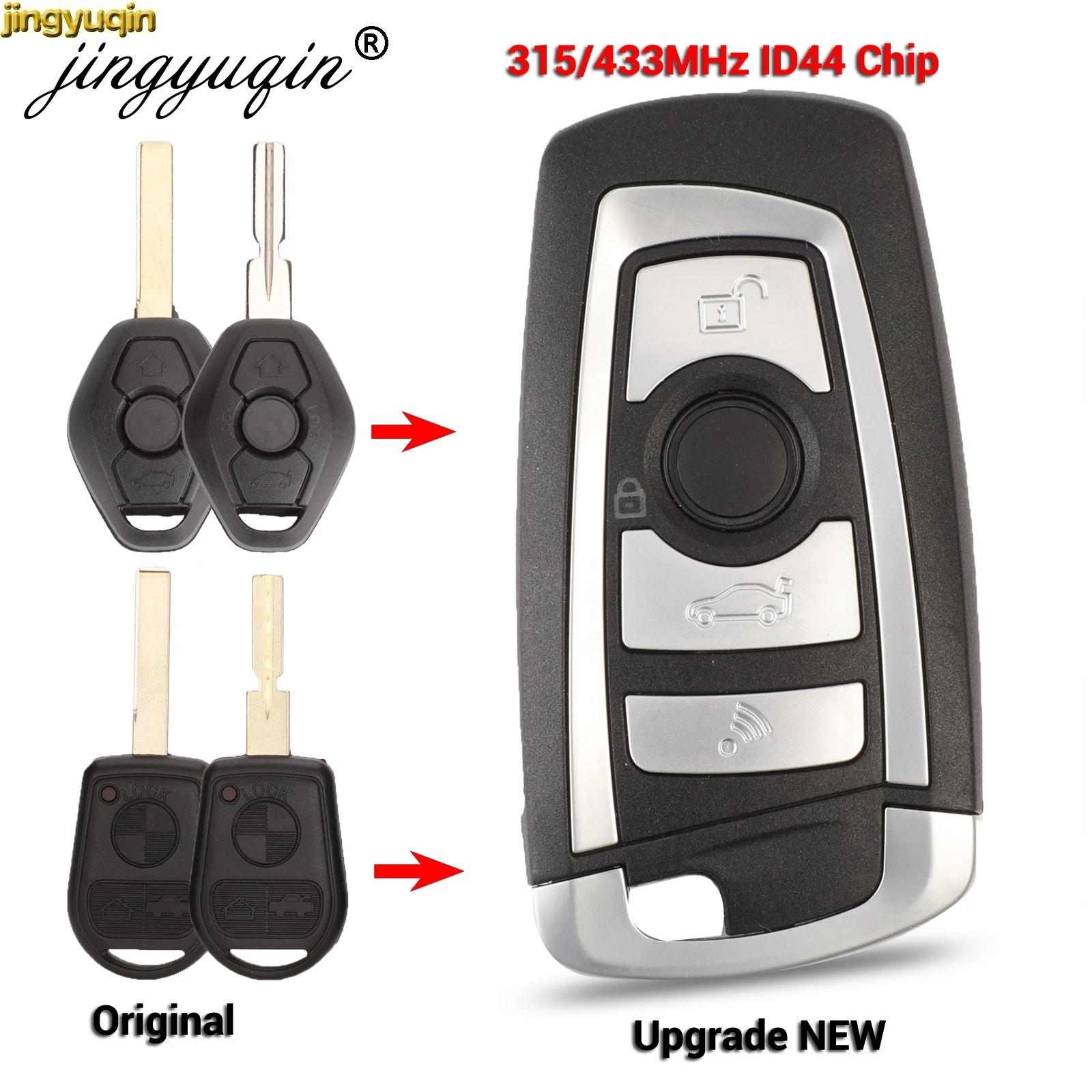 

Jingyuqin EWS Modified Flip Remote Key 315MHz/433MHz PCF7935AA ID44 Chip for BMW E38 E39 E46 M5 X3 X5 Z3 Z4 HU58 HU92 4 Button