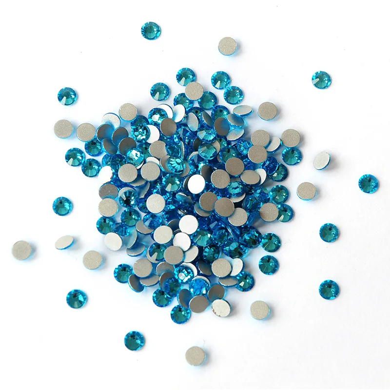 Mix Size Aquamarine Color Rhinestones Crafts Nail Art Flat Back Non Hotfix Glue On 3D Nail Art DIY Crystal Decoration