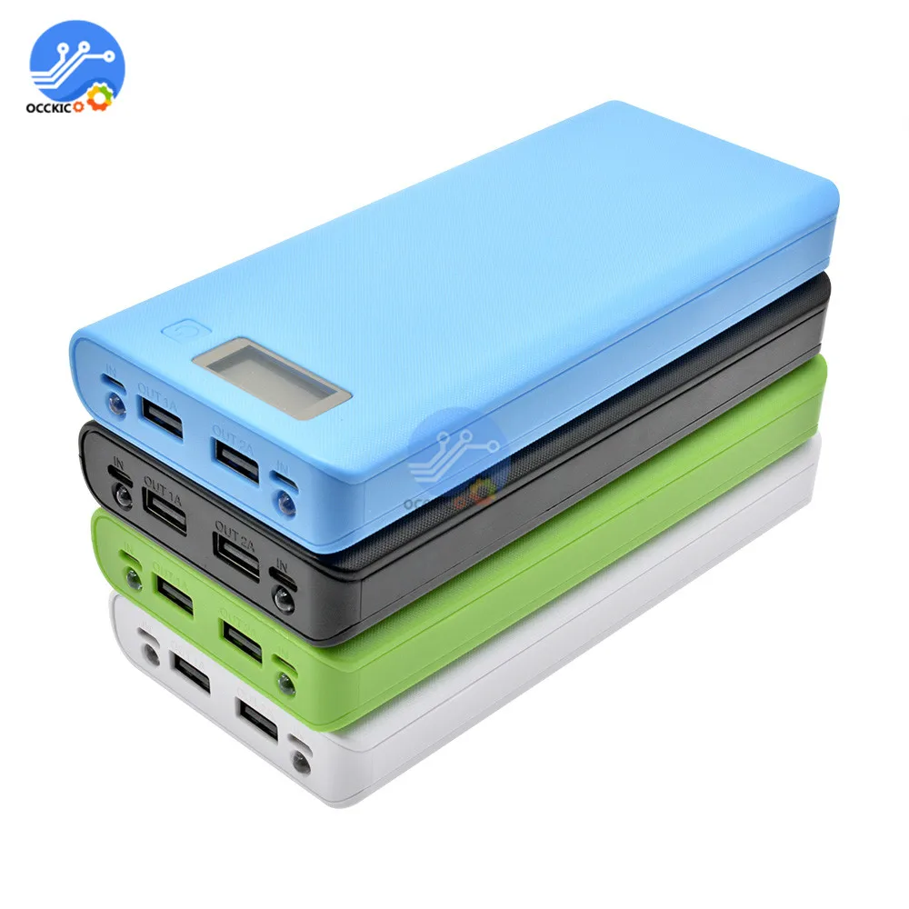 8x18650 Battery Box Power Bank Charger Holder Plastic Shell Case DIY Kit 18650 Cell LCD Display USB Port Without Battery