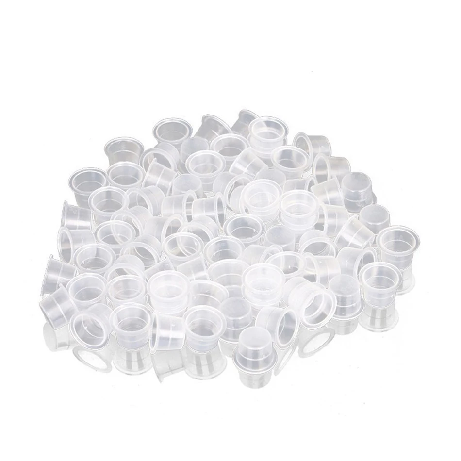 100pcs Microblading S/M/L Plastic Disposable Tattoo Ink Cups Permanent Makeup Pigment Clear Holder Container Caps