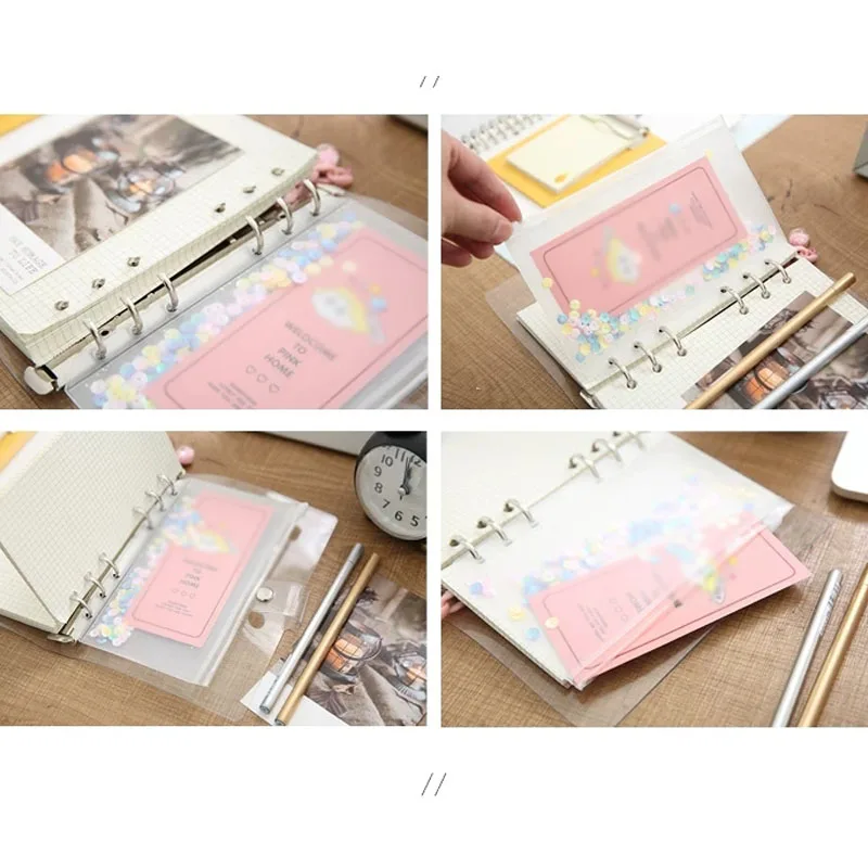 30pcs/Lot Convenient Clear PVC Loose Leaf Pouch A4 A5 A6 A7 Zipper Folders Notebook Binder Waterproof Files Reports Storage Bags