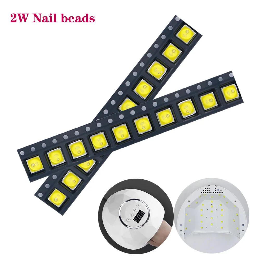 20ps a lot UV Bead 2W Nail LampLED 9.8V-10.3V SMD5054 5051 5050 UV LED Lamp 365+395NM LED Diodes For Nail SUN Machine For DIY