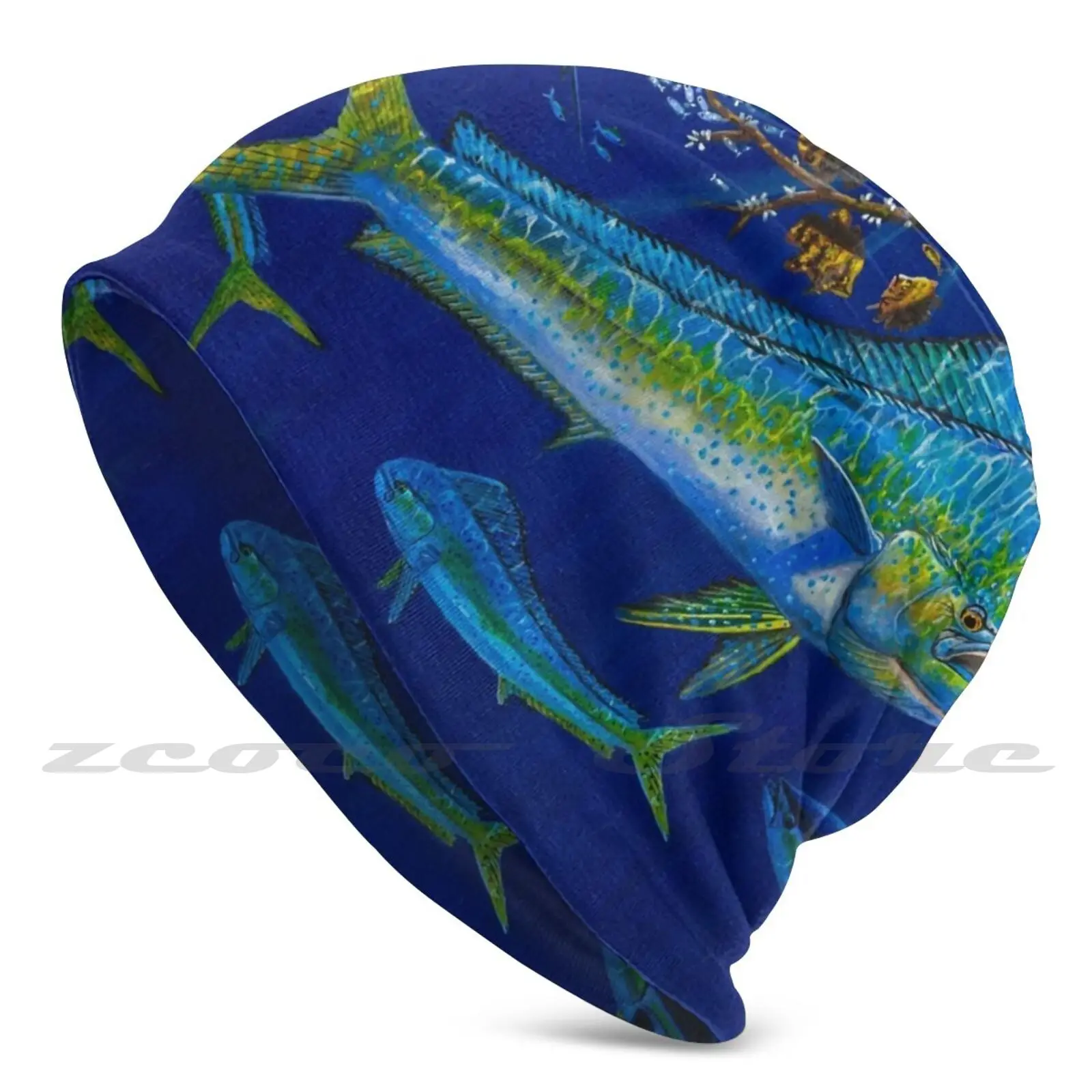 Gamefish Heaven Personalized Pattern Knit Hats Plus Size Elastic Soft Cap Marlin Mahi Wahoo Fishing Marine Art Fishing Art Tuna