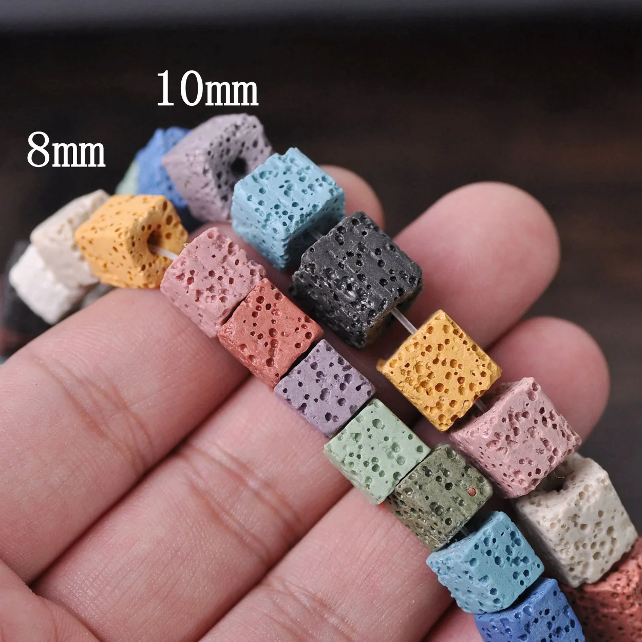 Natural Volcano Lava Stone Cube Square 8mm 10mm Loose Crafts Beads Lot for Jewelry Making DIY Bracelet Findings