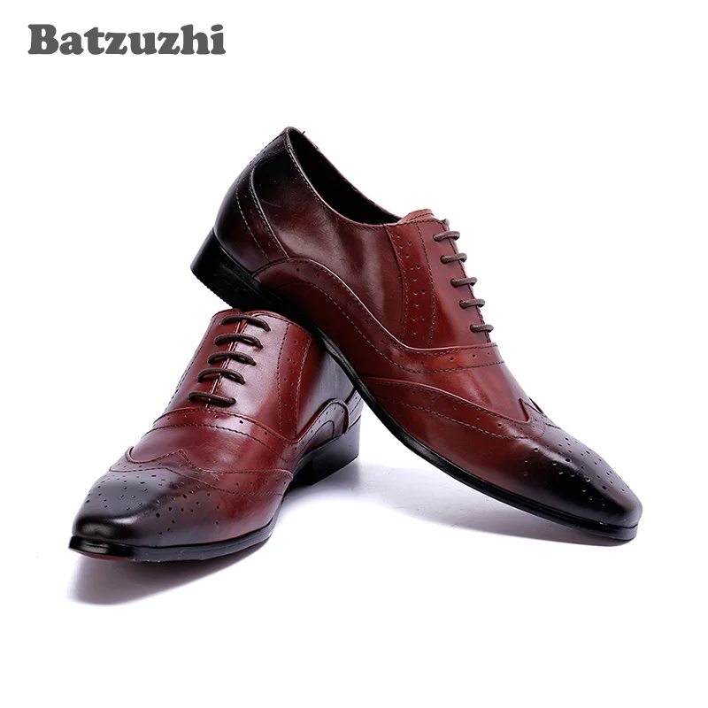 

Batzuzhi Men Dress Shoes Formal Men Shoes Lace-up Pointed Toe Gneuine Leather Men Shoes Zapatos Hombre, Big Sizes US6-12