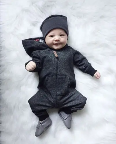 0-24M Baby Boy Clothes Infant Warm Long Sleeve Zipper Romper Newborn Jumpsuit Kid Hooded Girl Sweater Outfit