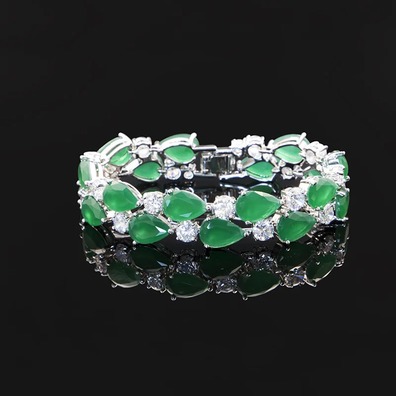 Jellystory claaic silver 925 bracelet women jewlery emerald ruby gemtone for women fashion wedding gifts wholesale 2021