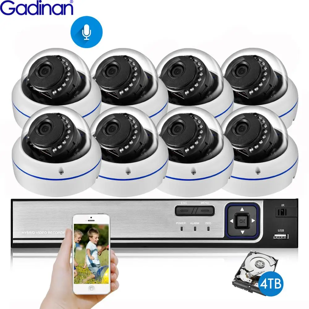 

Gadinan 8CH 3MP POE Kit H.265+ System CCTV Security NVR Outdoor Waterproof Audio IP Camera Surveillance Alarm Video Record Kit