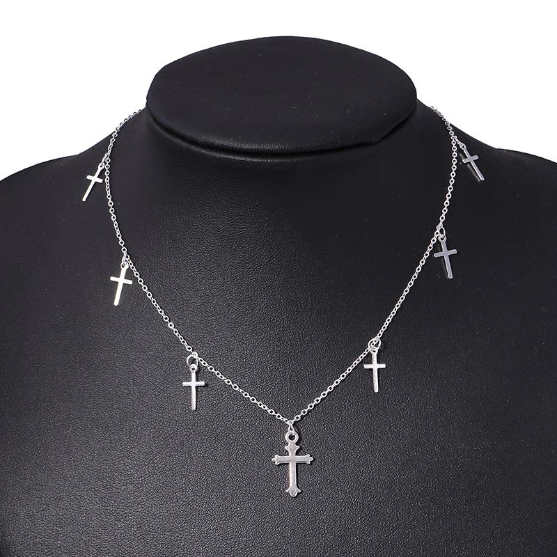 Silber Farbe Kreuz Halsketten & Anhänger für Frauen Choker Schlüsselbein Kette Schmuck Femme Bijoux Collares – Detail 4