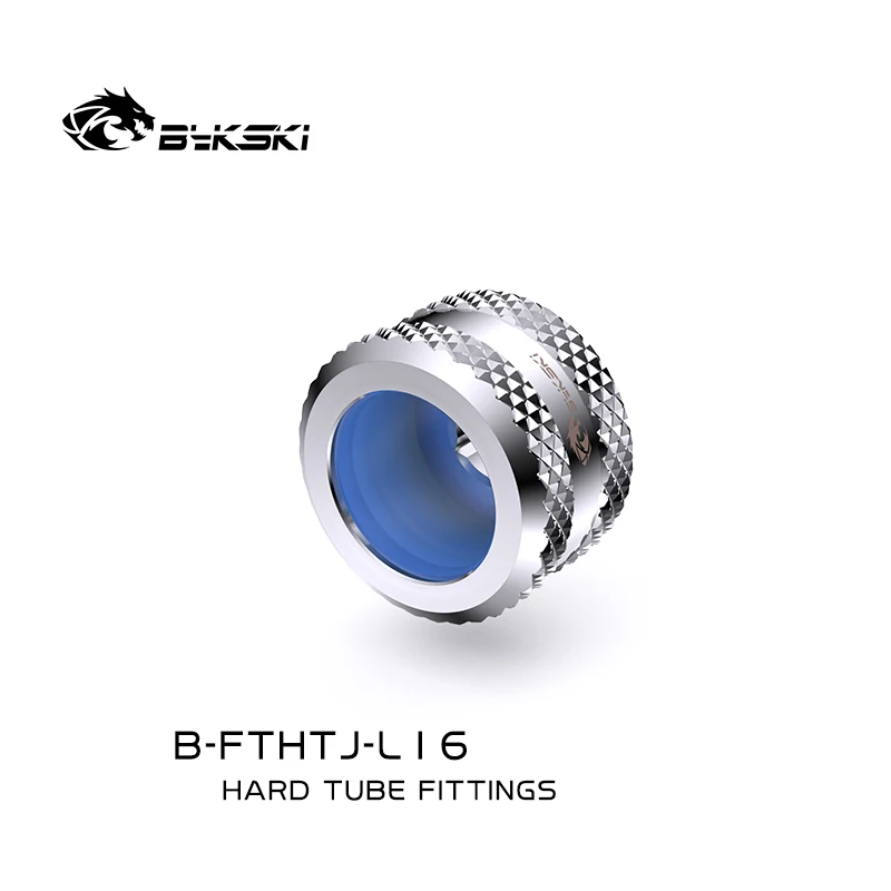 4 Buah/Lot Bykski B-FTHTJ-L16 Pc Konektor Fitting Tabung Keras Pendingin Air untuk OD 16Mm Pipa Sambungan Cepat G1/4 "Perak Hitam Biru