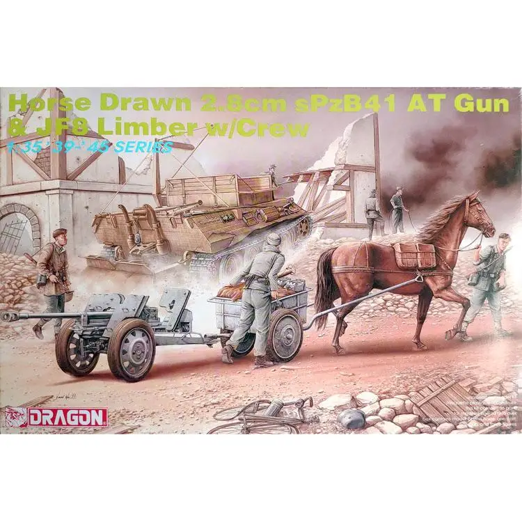 

Dragon 6079 1/35 Horse Drawn 2.8cm sPzB41 AT Gun & JFB Limber W/Crew Model Kit