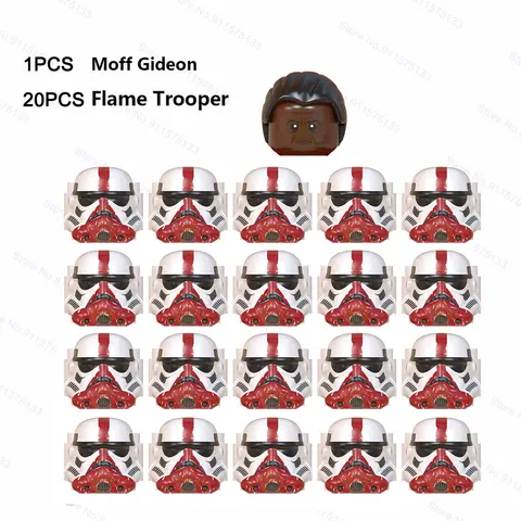 Moff Gideon-figuras de acción de Star Wars, 21 piezas por lote, clon de llama, Stormtroopers, Death Troopers, bloques de construcción, Juguetes