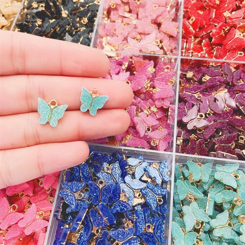 Peixin 10Pcs Cute Butterfly Charms Accessories Wholesale DIY Earrings Findings DIY Jewelry Making Supplies Colorful Butterfly