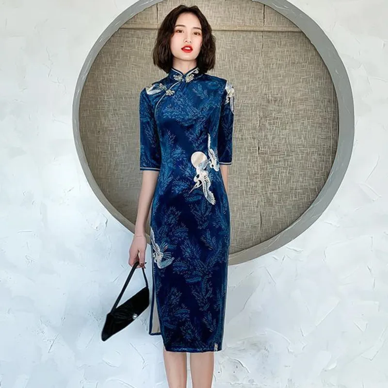 Modern New Improve  Slim Qipao Chinese Dress Women Hanfu Ethnic Style Vintage Traditional Harajuku Femal Fashion Sexy Cheongsam