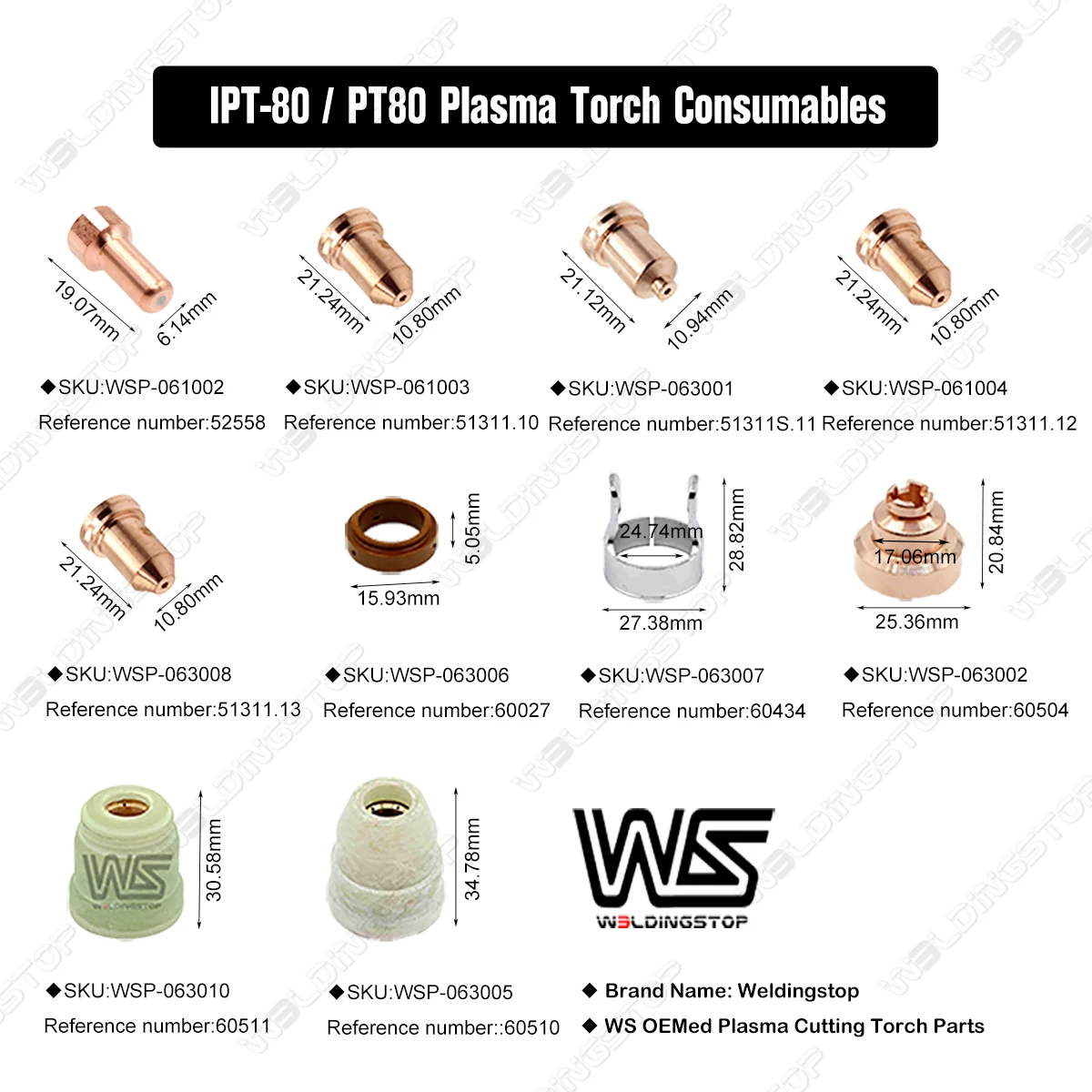 Plasmabrenner-Verbrauchselektrode 52558, für PT-80 IPT80 PT80 PTM80 Menge 10 – Detail 2