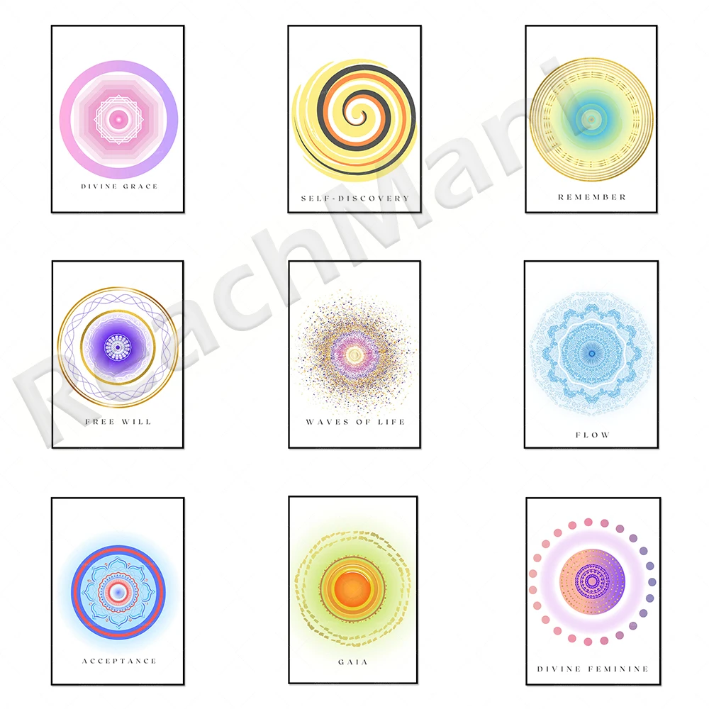 Mandala Life Wave, Remember, Accepte, Flow, Self-Discovery, Divine Grace, Divine Female, Free Will, Gaia Spiritual Art
