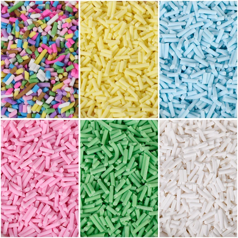 20g/Lot 1-3mm Colour Mix Long Hot Clay Sprinkle For Crafts Polymer Clay Fake Cake Sprinkle Decoration Slime Material Accessories