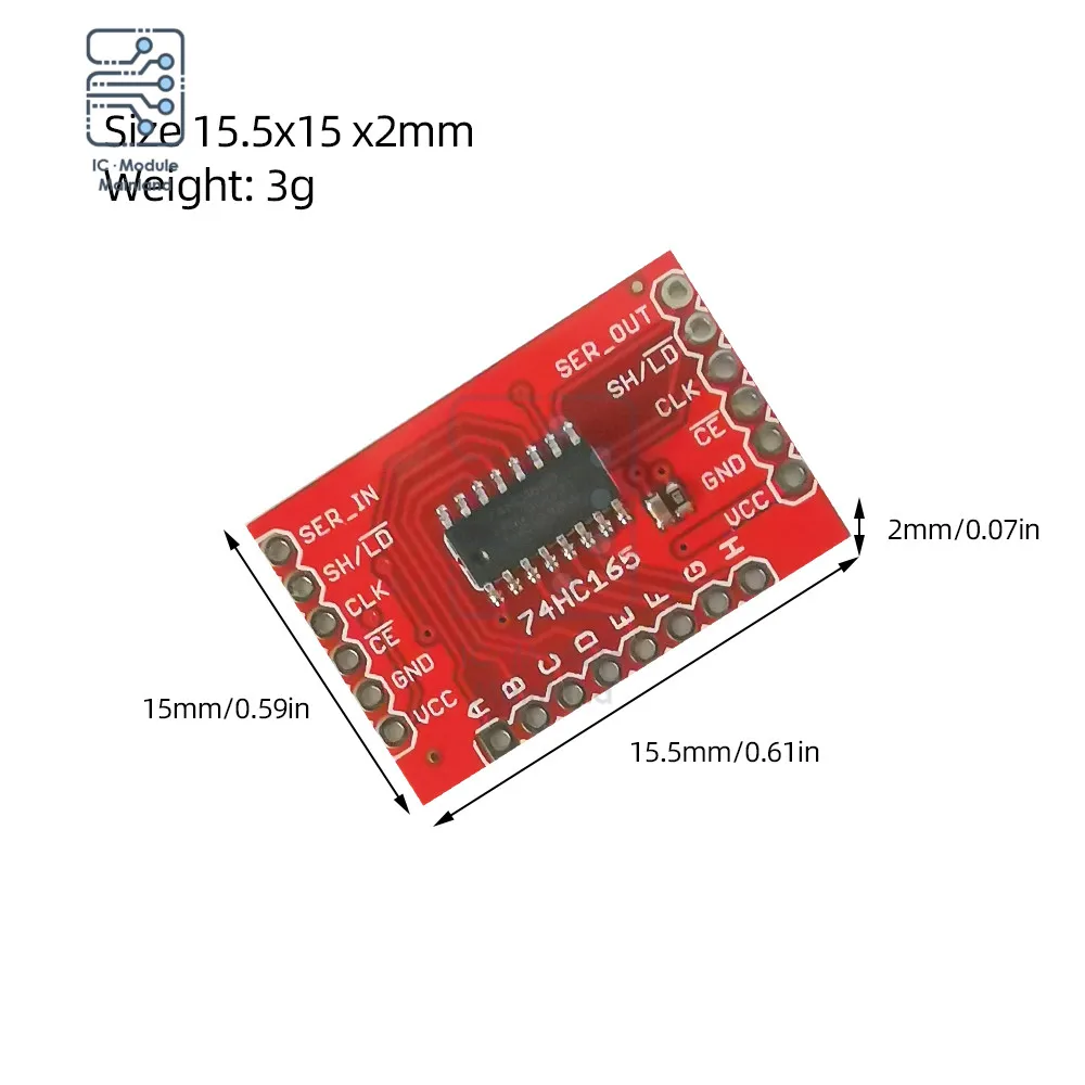 DC2-6V SN74HC165N Conversion Module Shift-In Breakout + Pin Header Parallel to Serial Data Conversion Board