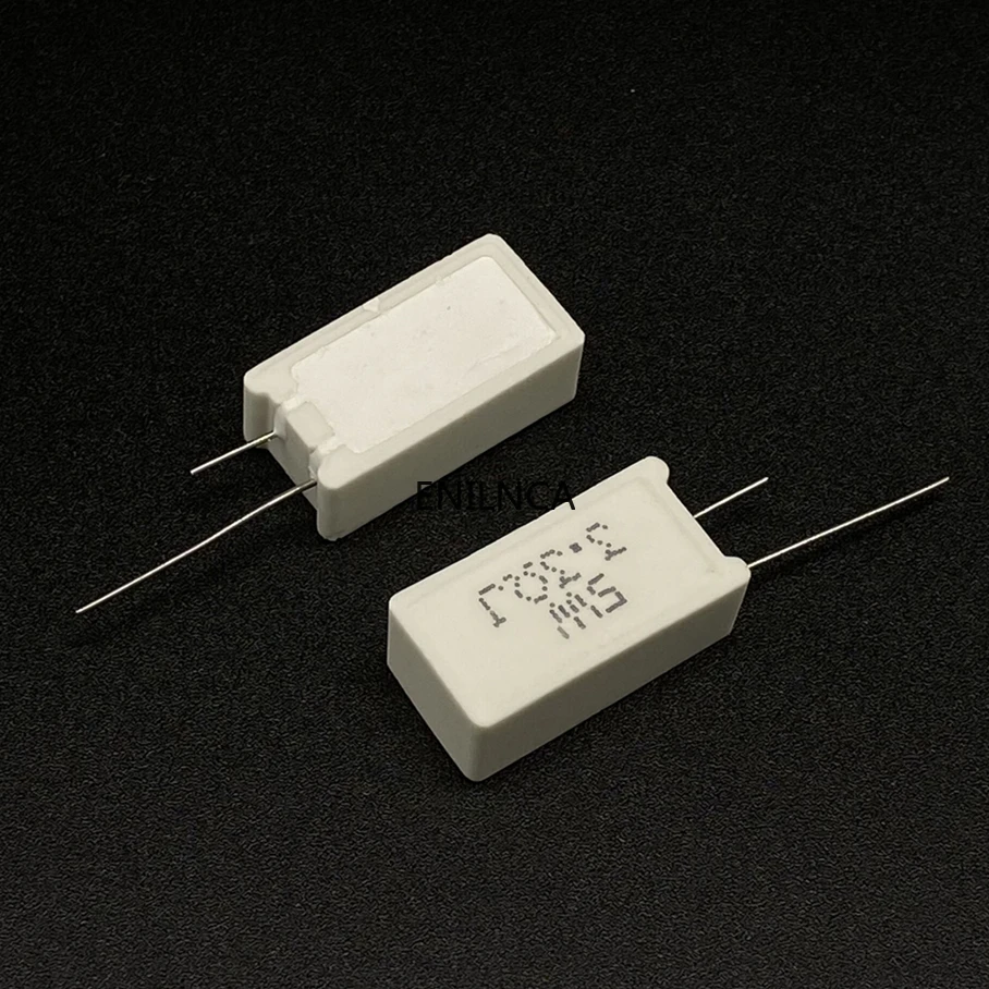 5Pcs RX27  RX2-5 Vertical Cement Resistor Resistance 5W 0.02R-150K Ohm Ceramic Copper Foot