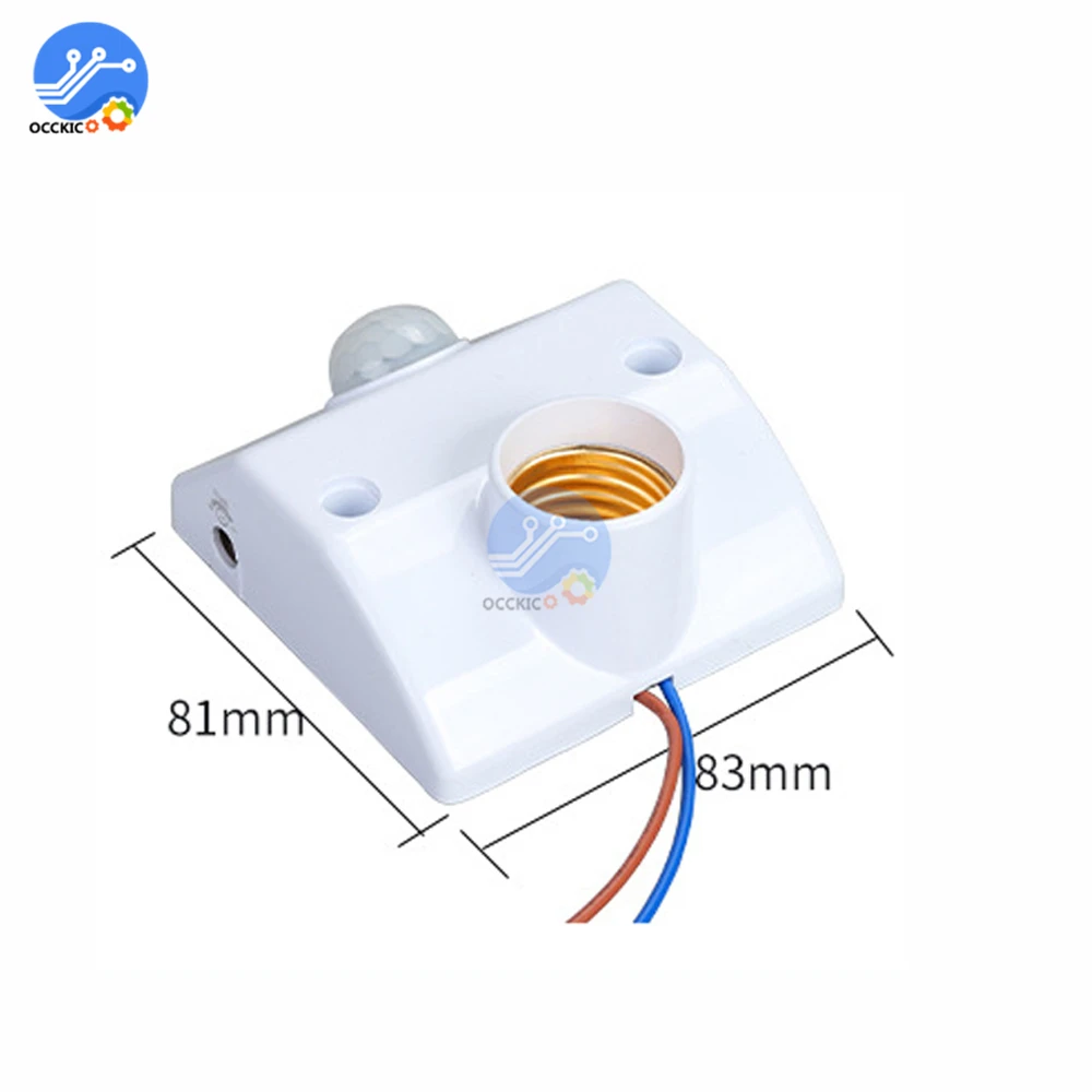 Interruptor de detección de movimiento infrarrojo, Sensor de movimiento automático, portalámparas, E27, AC110-220V, 50/60HZ, 5LUX, blanco