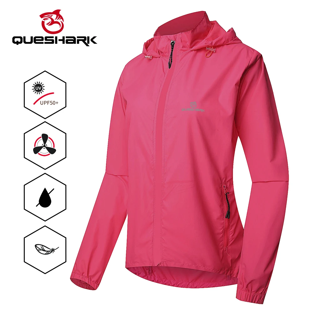 QUESHARK Women Windproof Waterproof Reflective Cycling Jacket MTB Bicycle Long Sleeve Windbreaker Sleeveless Vest Bike Coat